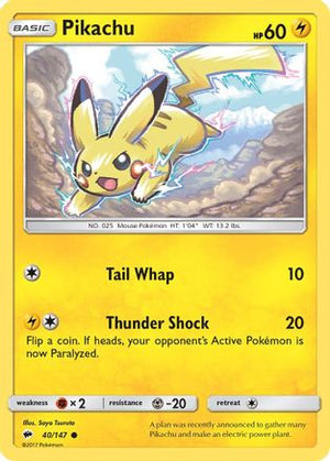 Pikachu 40/147 - SM  Burning Shadows Reverse Holofoil - Poke-Collect