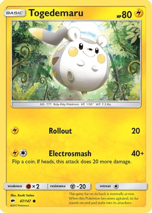 Togedemaru 47/147 - Burning Shadows Reverse Holofoil - Poke-Collect