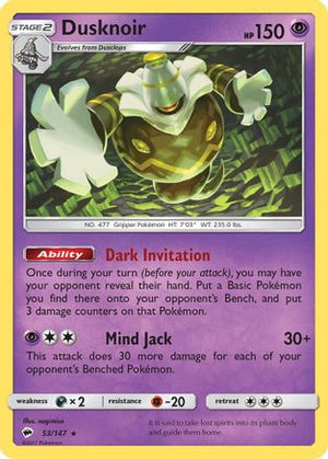 Dusknoir 53/147 - SM  Burning Shadows Holofoil - Poke-Collect