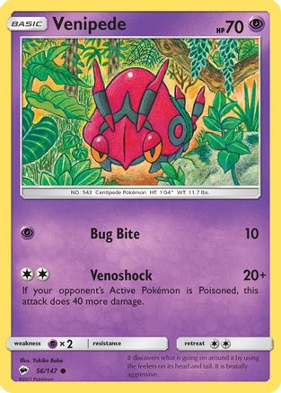 Venipede 56/147 - Burning Shadows Reverse Holofoil - Poke-Collect