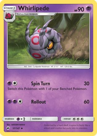 Whirlipede 57/147 - Burning Shadows Reverse Holofoil - Poke-Collect
