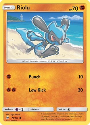 Riolu 70/147 - SM  Burning Shadows Reverse Holofoil - Poke-Collect