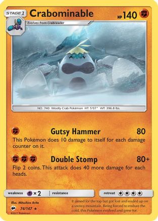 Crabominable 74/147 - SM  Burning Shadows Reverse Holofoil - Poke-Collect