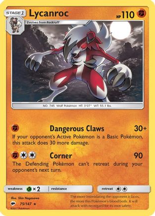 Lycanroc (75) 75/147 - SM  Burning Shadows Holofoil - Poke-Collect