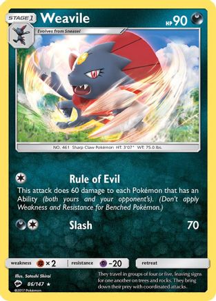 Weavile 86/147 - Burning Shadows - Poke-Collect