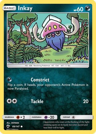 Inkay 89/147 - SM  Burning Shadows Reverse Holofoil - Poke-Collect