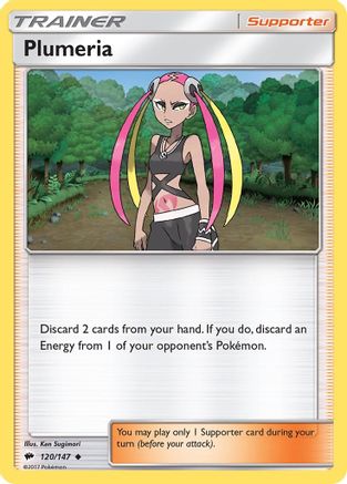 Plumeria 120/147 - SM  Burning Shadows Reverse Holofoil - Poke-Collect
