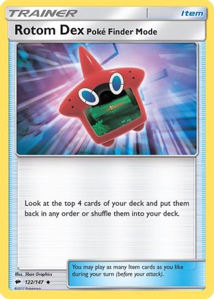 Rotom Dex Poke Finder Mode 122/147 - SM  Burning Shadows Reverse Holofoil - Poke-Collect