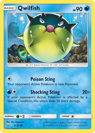 Qwilfish 21/73 - Shining Legends Reverse Holofoil - Poke-Collect