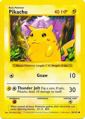 Pikachu (Red Cheeks) 58 - Base Set Shadowless 1st Edition - Poke-Collect