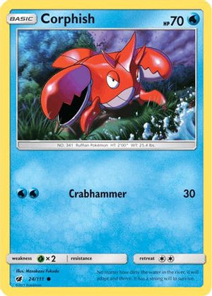 Corphish 24/111 - SM  Crimson Invasion Reverse Holofoil - Poke-Collect
