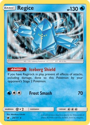 Regice 28/111 - SM  Crimson Invasion Holofoil - Poke-Collect
