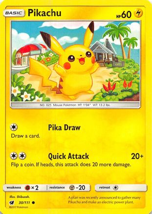Pikachu 30/111 - SM  Crimson Invasion Reverse Holofoil - Poke-Collect