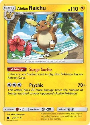Alolan Raichu 31/111 - SM  Crimson Invasion Holofoil - Poke-Collect