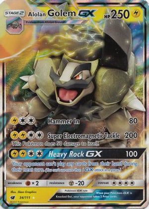 Alolan Golem GX 34/111 - SM  Crimson Invasion Holofoil - Poke-Collect
