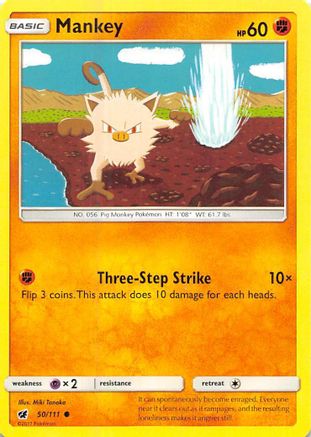 Mankey 50/111 - SM  Crimson Invasion Reverse Holofoil - Poke-Collect