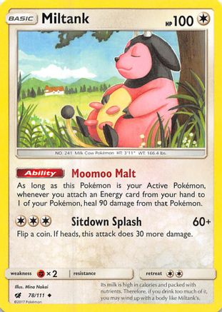 Miltank 78/111 - SM  Crimson Invasion Reverse Holofoil - Poke-Collect
