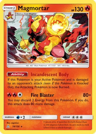 Magmortar 19/156 - SM  Ultra Prism Reverse Holofoil - Poke-Collect