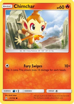 Chimchar (21) 21/156 - SM  Ultra Prism Reverse Holofoil - Poke-Collect
