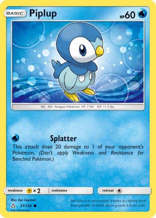 Piplup (31) 31/156 - SM  Ultra Prism Reverse Holofoil - Poke-Collect