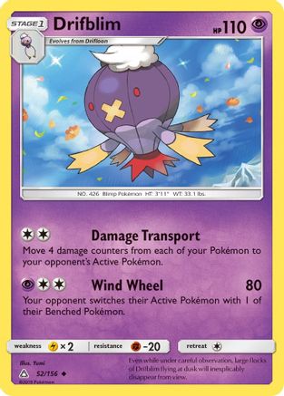Drifblim 52/156 - SM  Ultra Prism Reverse Holofoil - Poke-Collect