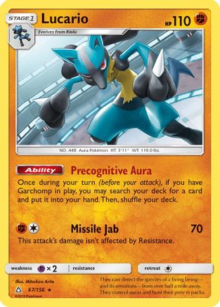 Lucario 67/156 - SM  Ultra Prism Holofoil - Poke-Collect