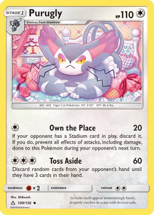 Purugly 109/156 - SM  Ultra Prism Reverse Holofoil - Poke-Collect