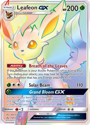 Leafeon GX (Secret Rare) 157/156 - SM  Ultra Prism Holofoil - Poke-Collect