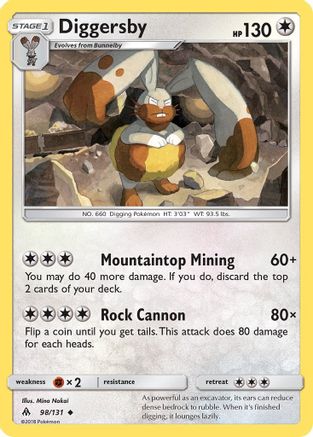Diggersby 98/131 - SM  Forbidden Light Reverse Holofoil - Poke-Collect