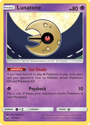 Lunatone 61/168 - SM  Celestial Storm Reverse Holofoil - Poke-Collect