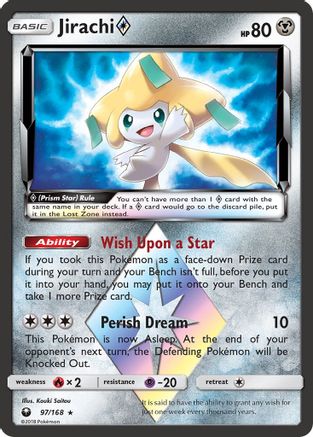 Jirachi Prism Star 97/168 - SM  Celestial Storm Holofoil - Poke-Collect