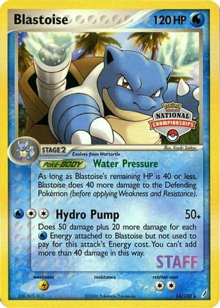 Blastoise - 14/100 (National Championships) [Staff] 14 - League & Championship Cards - Poke-Collect