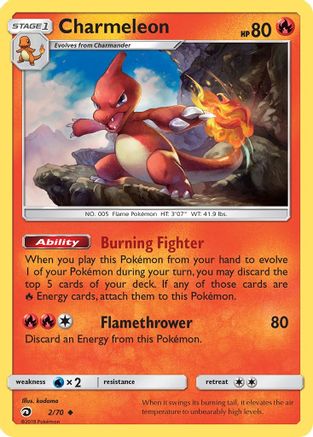 Charmeleon 2/70 - Dragon Majesty Reverse Holofoil - Poke-Collect