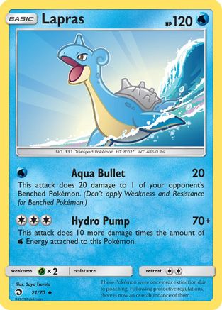 Lapras 21/70 - Dragon Majesty Reverse Holofoil - Poke-Collect