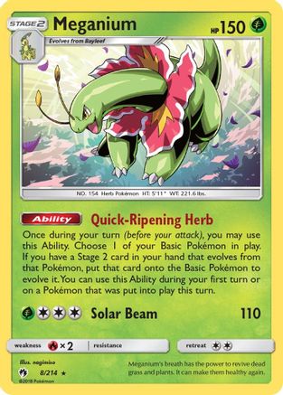 Meganium 8/214 - SM  Lost Thunder Reverse Holofoil - Poke-Collect