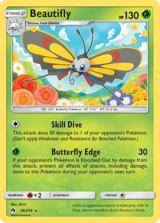 Beautifly 26/214 - SM  Lost Thunder Reverse Holofoil - Poke-Collect