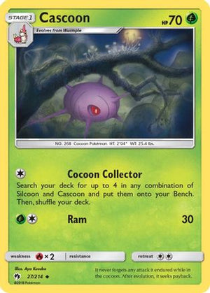Cascoon 27/214 - SM  Lost Thunder Reverse Holofoil - Poke-Collect