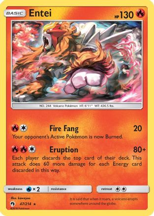 Entei 47/214 - SM  Lost Thunder Reverse Holofoil - Poke-Collect