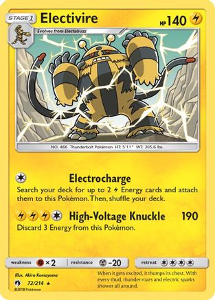 Electivire 72/214 - SM  Lost Thunder Reverse Holofoil - Poke-Collect