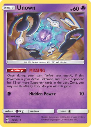 Unown 92/214 - Lost Thunder - Poke-Collect