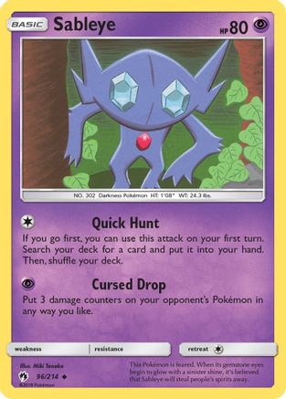 Sableye 96/214 - SM  Lost Thunder Reverse Holofoil - Poke-Collect
