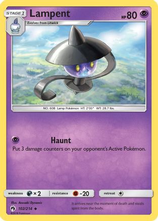 Lampent 102/214 - SM  Lost Thunder Reverse Holofoil - Poke-Collect