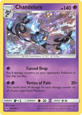 Chandelure 103/214 - SM  Lost Thunder Reverse Holofoil - Poke-Collect