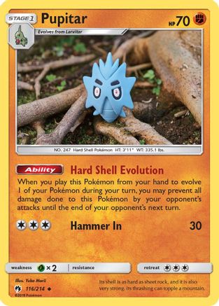 Pupitar 116/214 - SM  Lost Thunder Reverse Holofoil - Poke-Collect