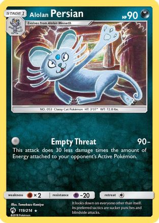 Alolan Persian 119/214 - SM  Lost Thunder Reverse Holofoil - Poke-Collect