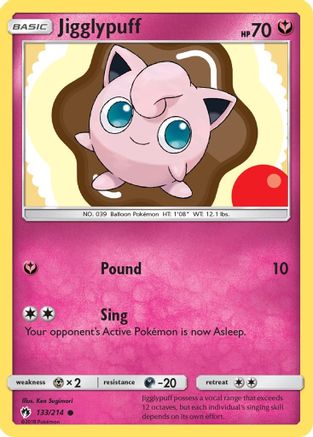 Jigglypuff 133/214 - SM  Lost Thunder Reverse Holofoil - Poke-Collect
