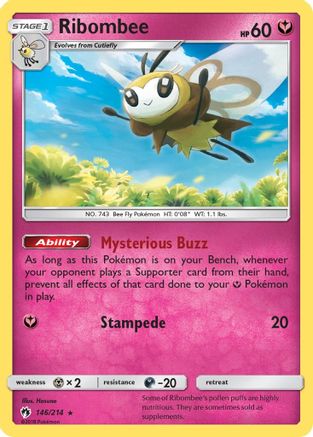 Ribombee 146/214 - SM  Lost Thunder Reverse Holofoil - Poke-Collect