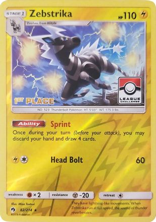 Zebstrika - 82/214 (League Challenge) [1st Place] 82 - League & Championship Cards Reverse Holofoil - Poke-Collect