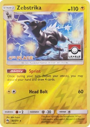 Zebstrika - 82/214 (League Challenge) [4th Place] 82 - League & Championship Cards Reverse Holofoil - Poke-Collect