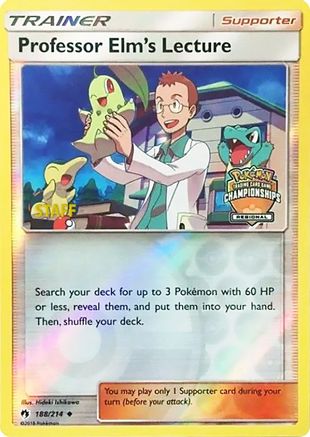 Professor Elm's Lecture - 188/214 (Regional Championships) [Staff] 188 - League & Championship Cards Reverse Holofoil - Poke-Collect